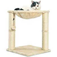Los mejores  - Amazon Basics - Torre en árbol con cerramiento- hamaca- cama y poste rascador para gatos- 40-6x50-8x40-6 cm- beige